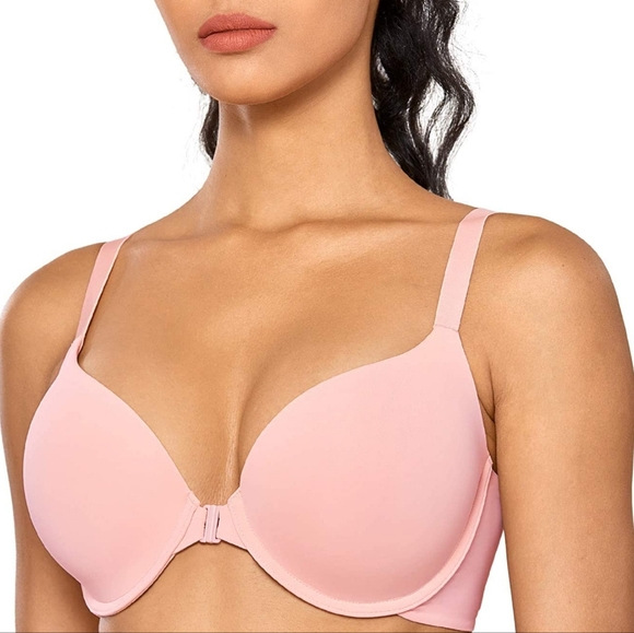 Dobreva Other - DOBREVA Women's Front Closure Racerback Underwire Lightly Lined T Shirt Bra